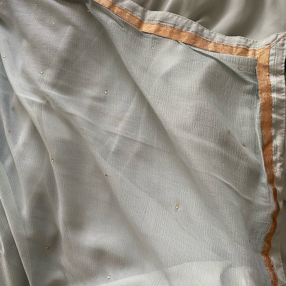 Light Blue and Gold Embroidered Anarkali Gown - Picture 8 of 11